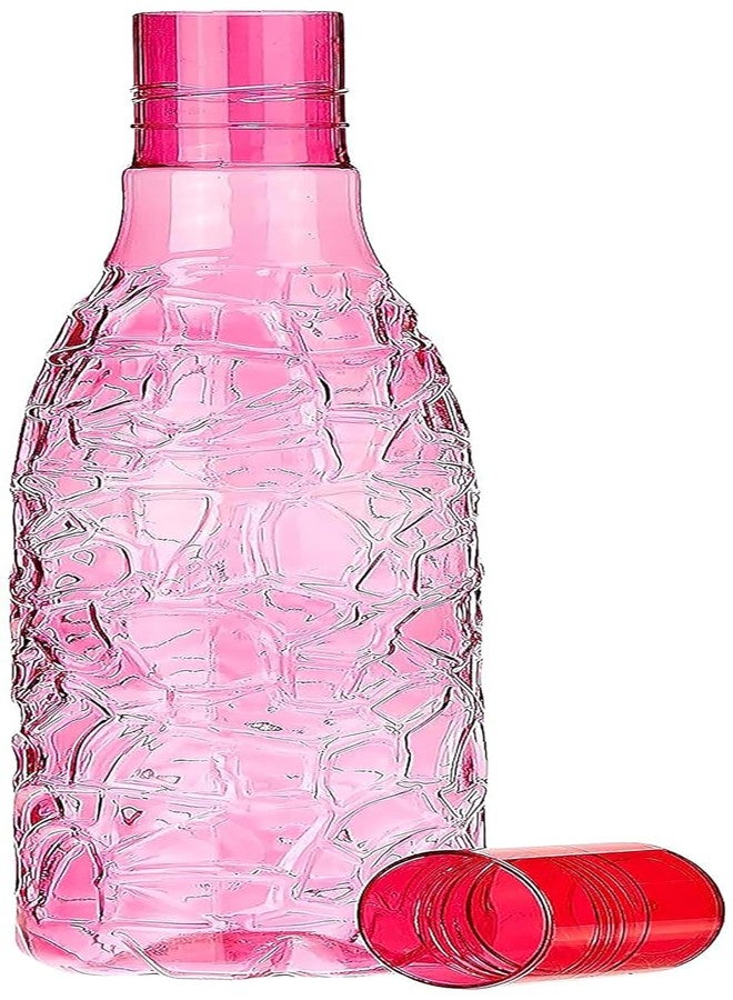 Floraware Food Grade Premium Plastic Fridge Round Water Bottle, Drinking Bottle, 1000ml Pack of 6, Pink - Image 2